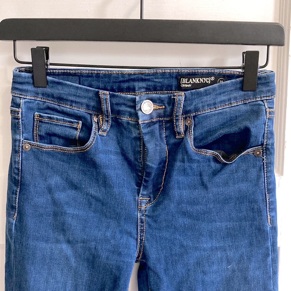 Mid dark blue BlankNYC skinny jeans, size 25